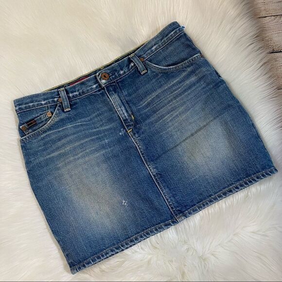 AG Adriano Goldschmied Blue Denim Mini Skirt - Picture 2 of 8
